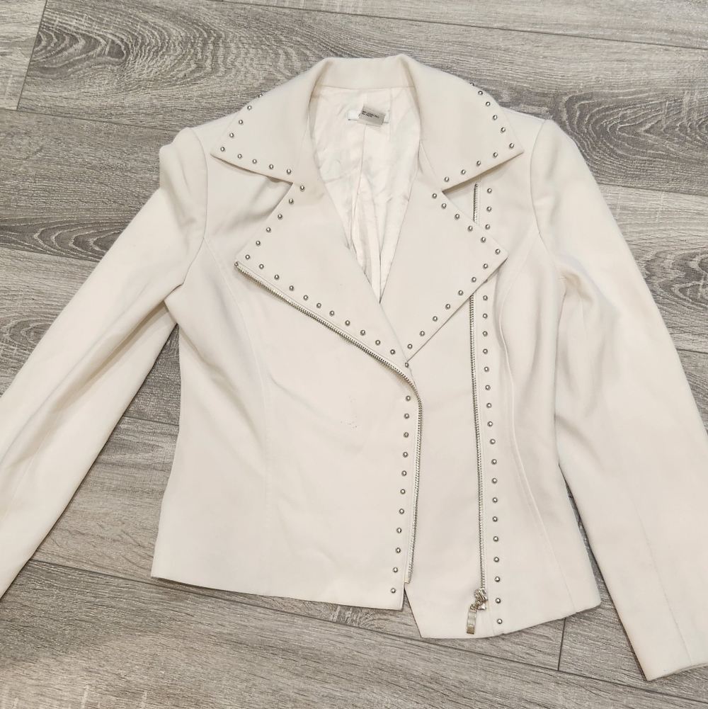 Cache White Studded Moto Jacket - image 1